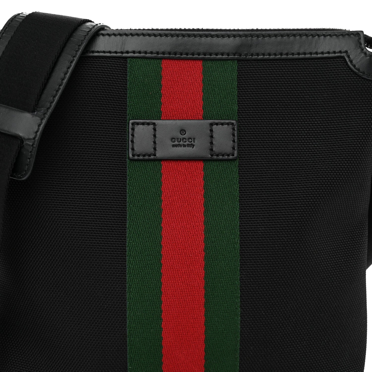 Gucci Techno Canvas Selleria Calfskin Web Small Flat Messenger Bag Black 8 of 10