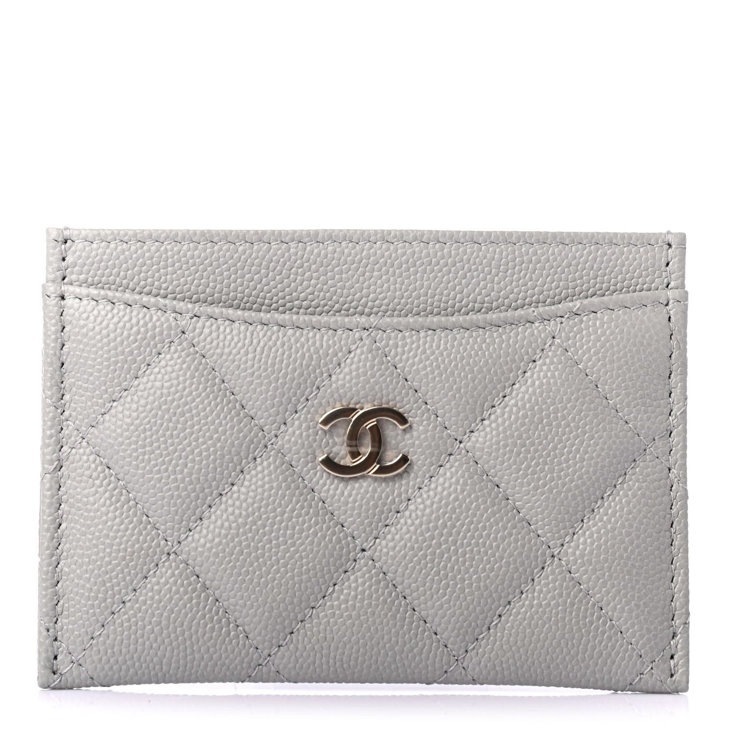 Caviar Quilted Card Holder Grey
