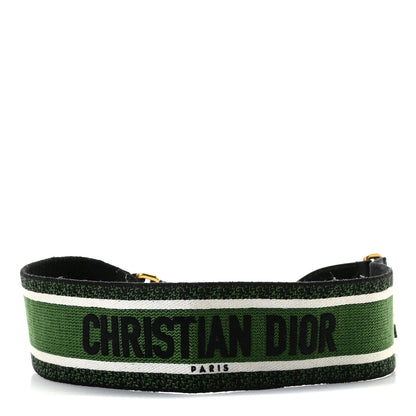 Christian Dior Canvas Embroidered Shoulder Strap Green 3 of 5
