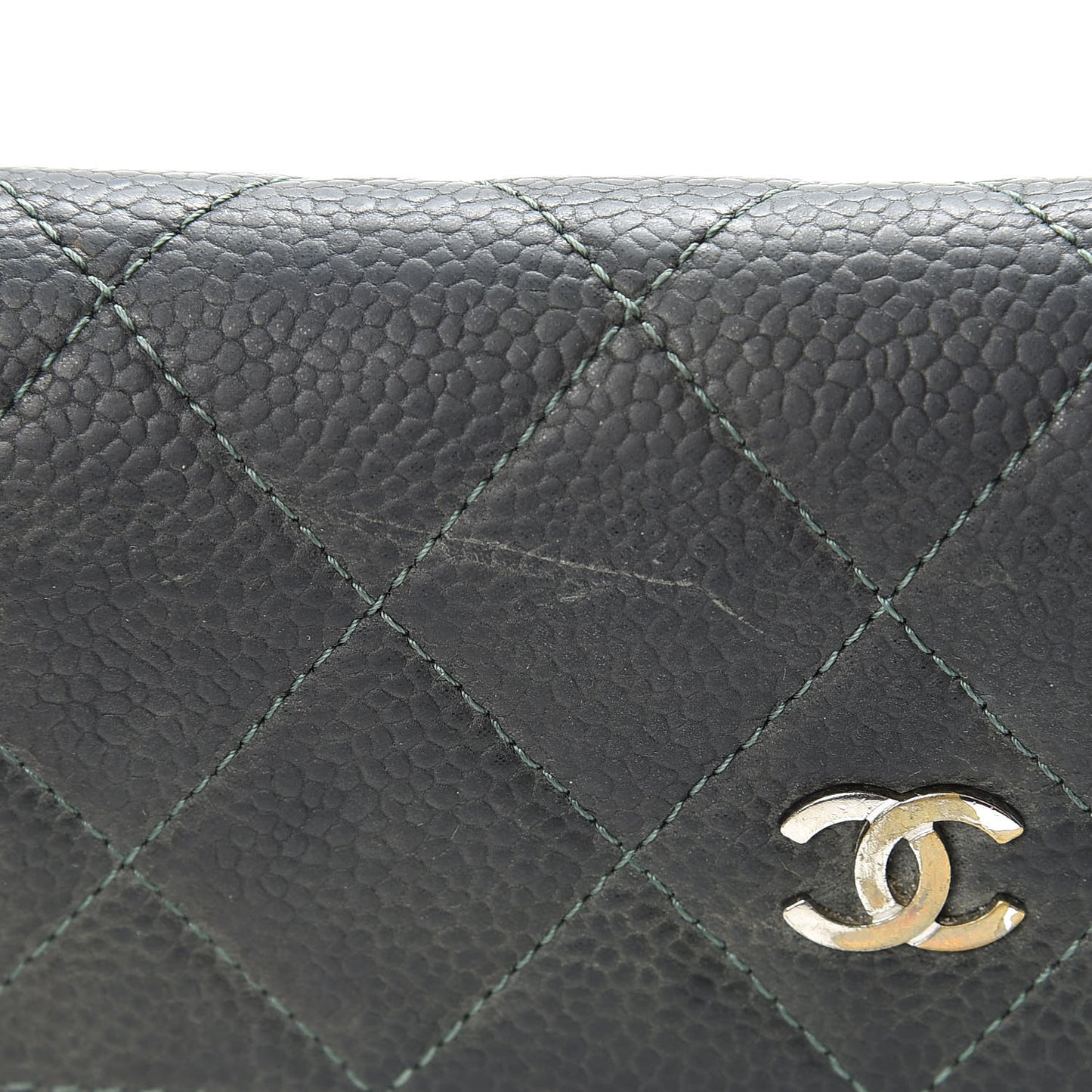 Iridescent Caviar Quilted Large Flap Wallet