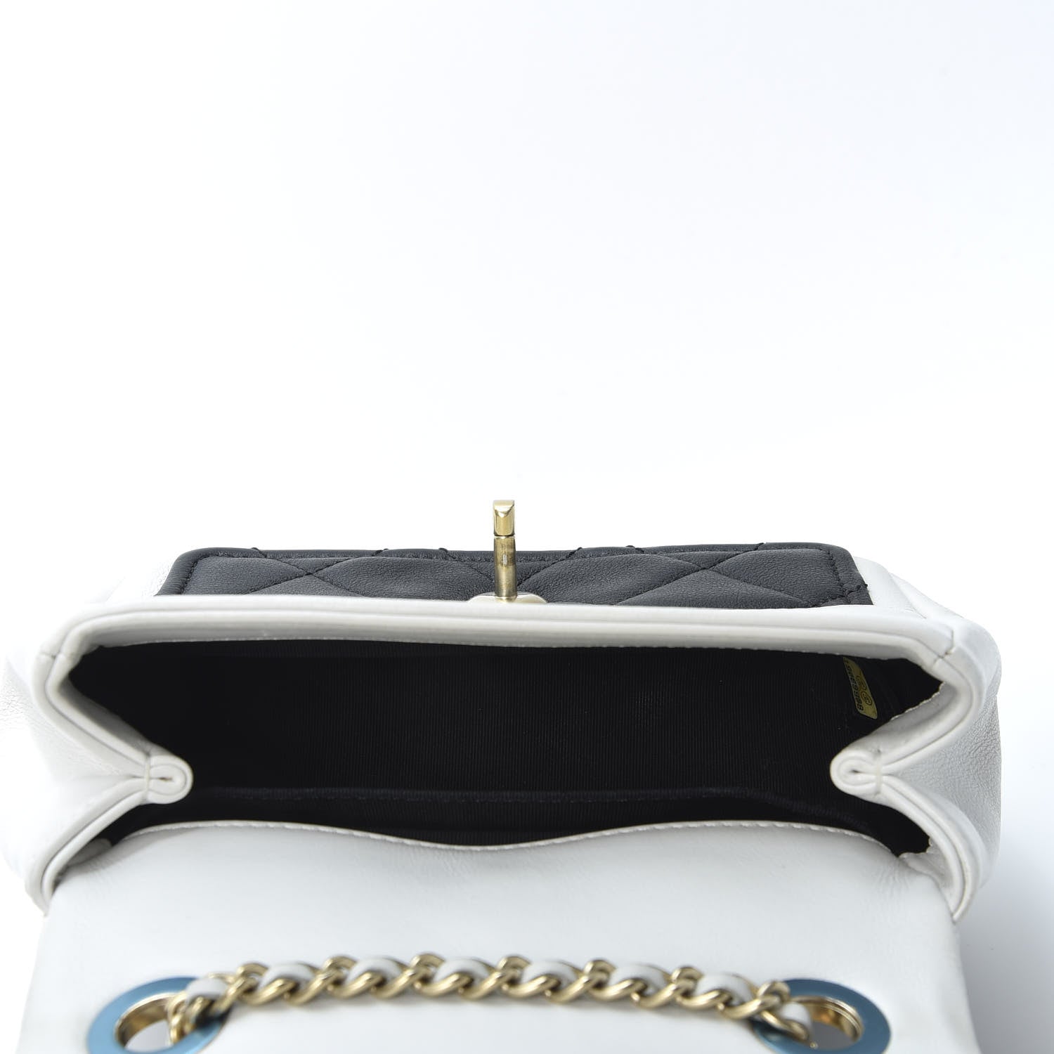 Chanel Lambskin Quilted Graphic Mini Flap Bag Black White 4 of 9