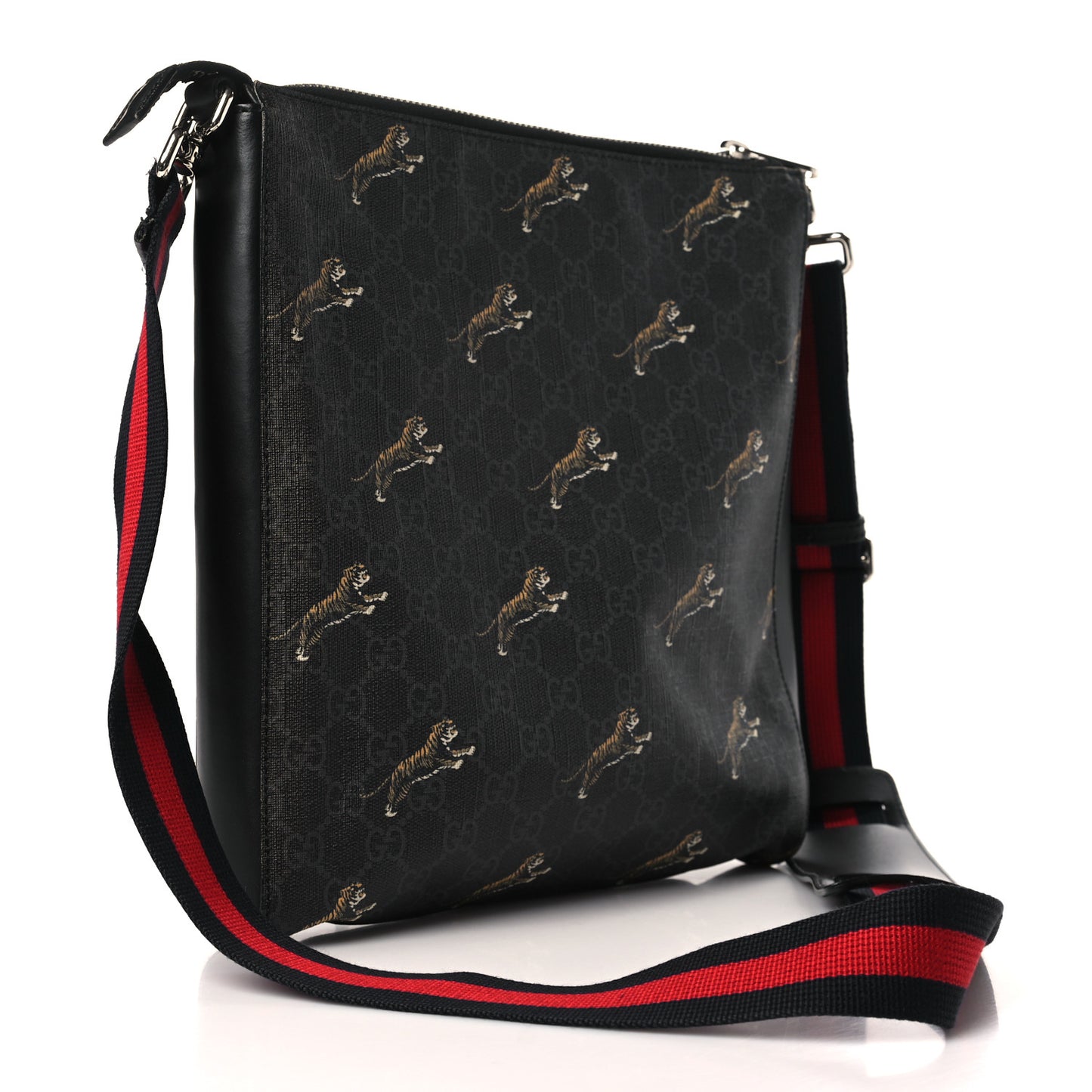GG Supreme Monogram Tigers Web Messenger Bag Black Multicolor