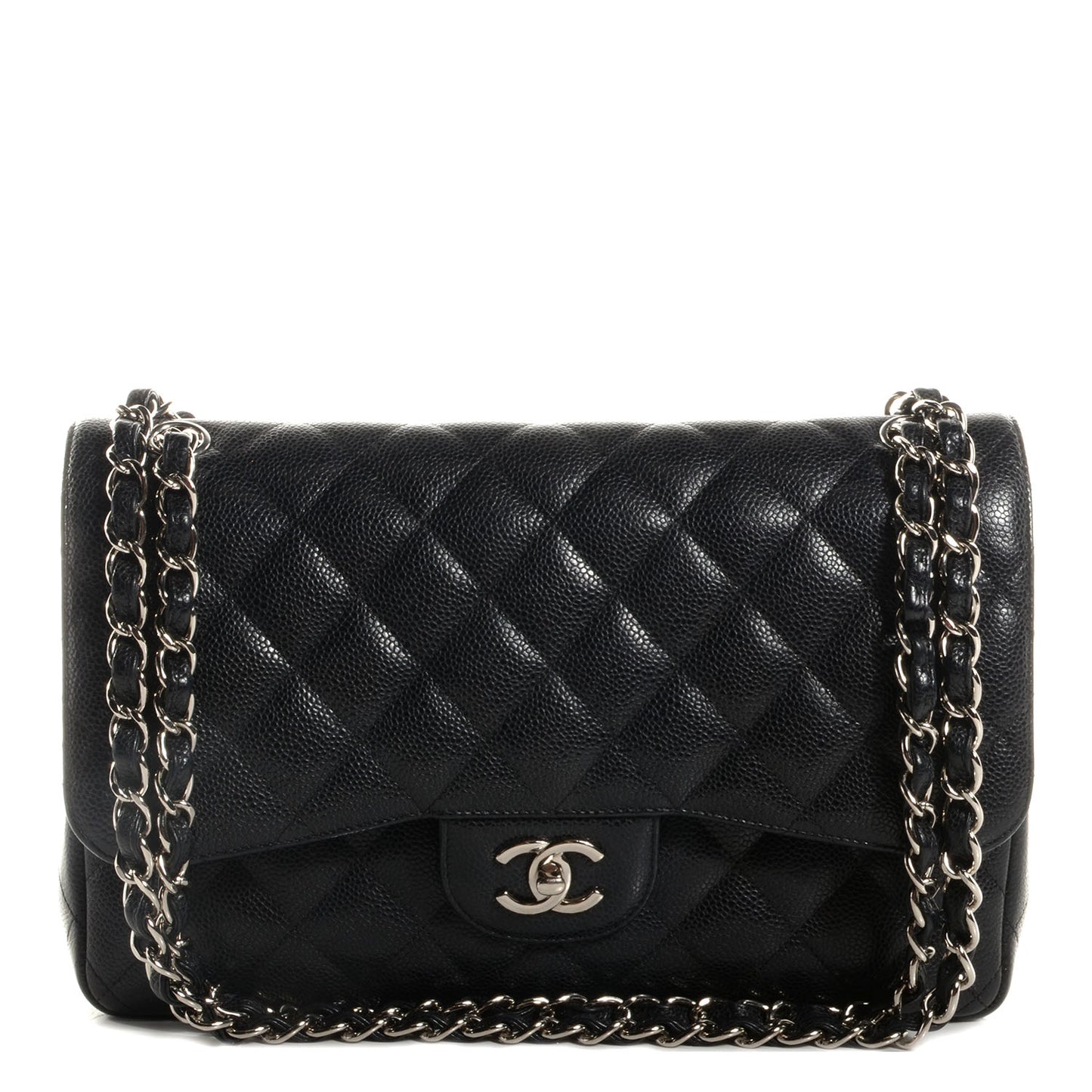 Caviar Quilted Jumbo Double Flap Black