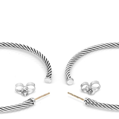 David Yurman Sterling Silver Extra Large Cable Classics Hoop Earrings 3 of 4