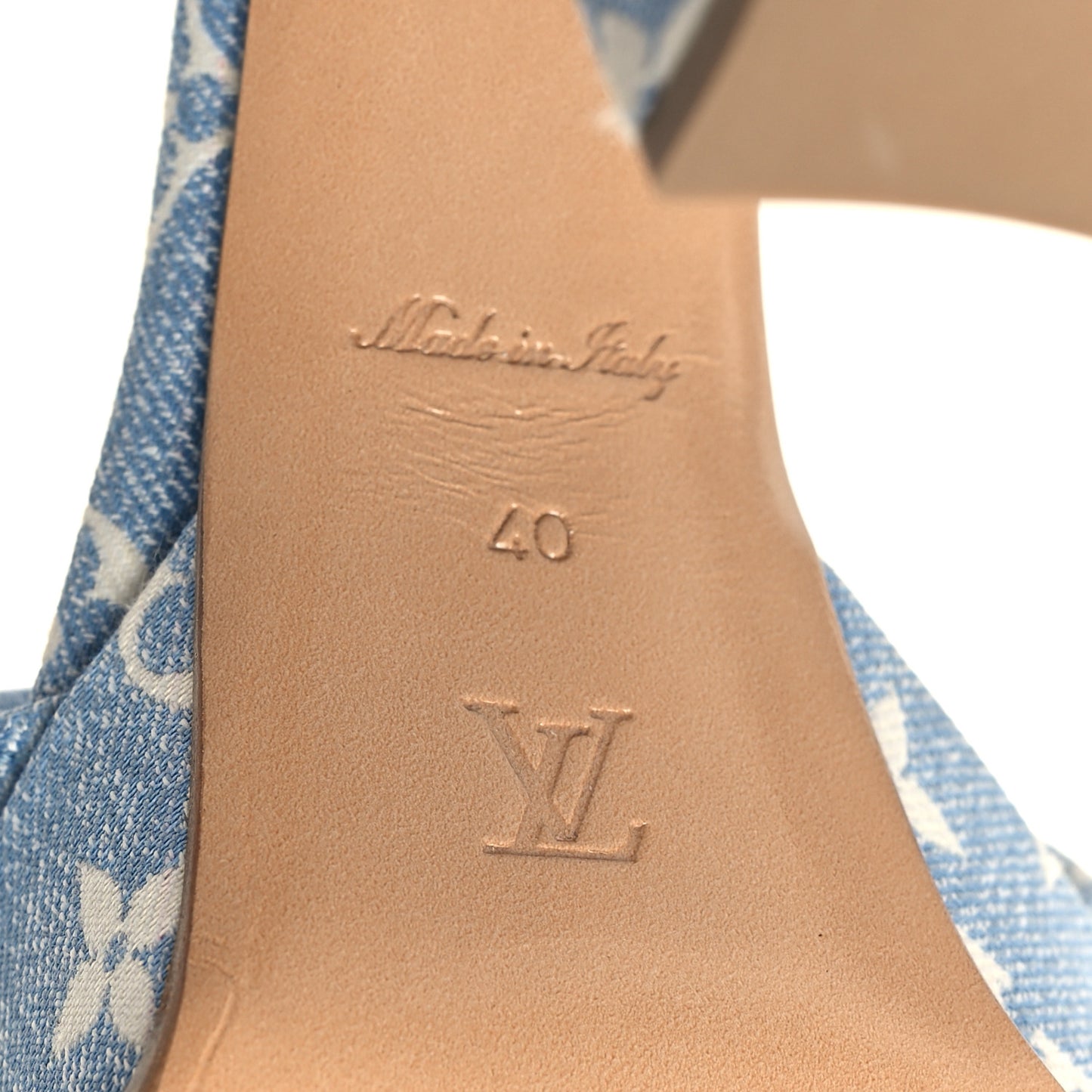 Monogram Jacquard Denim Platform Sandals 40 Blue