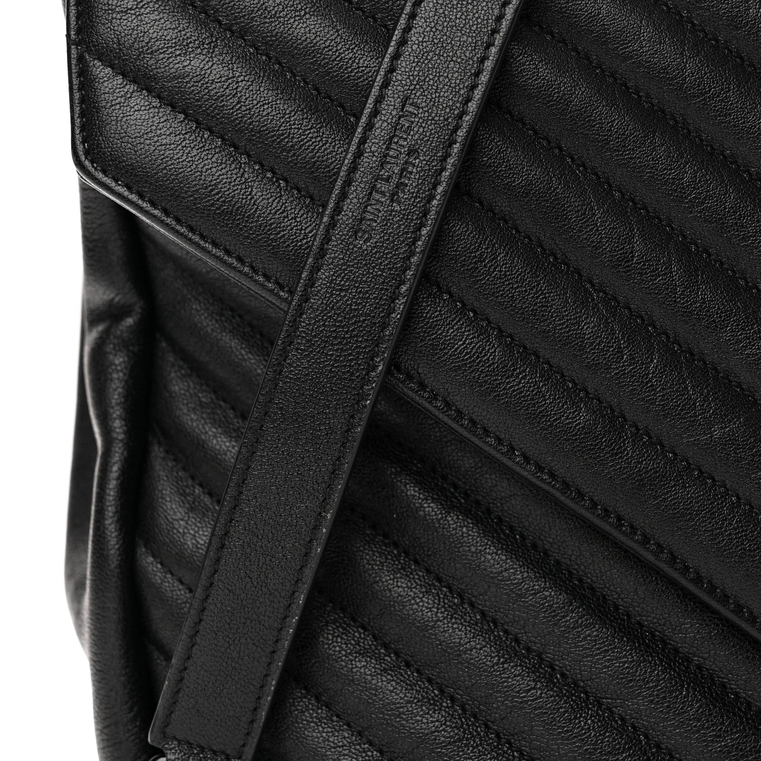 Saint Laurent Sheepskin Matelasse Chevron Monogram Monochrome Large College Satchel Black 13 of 14