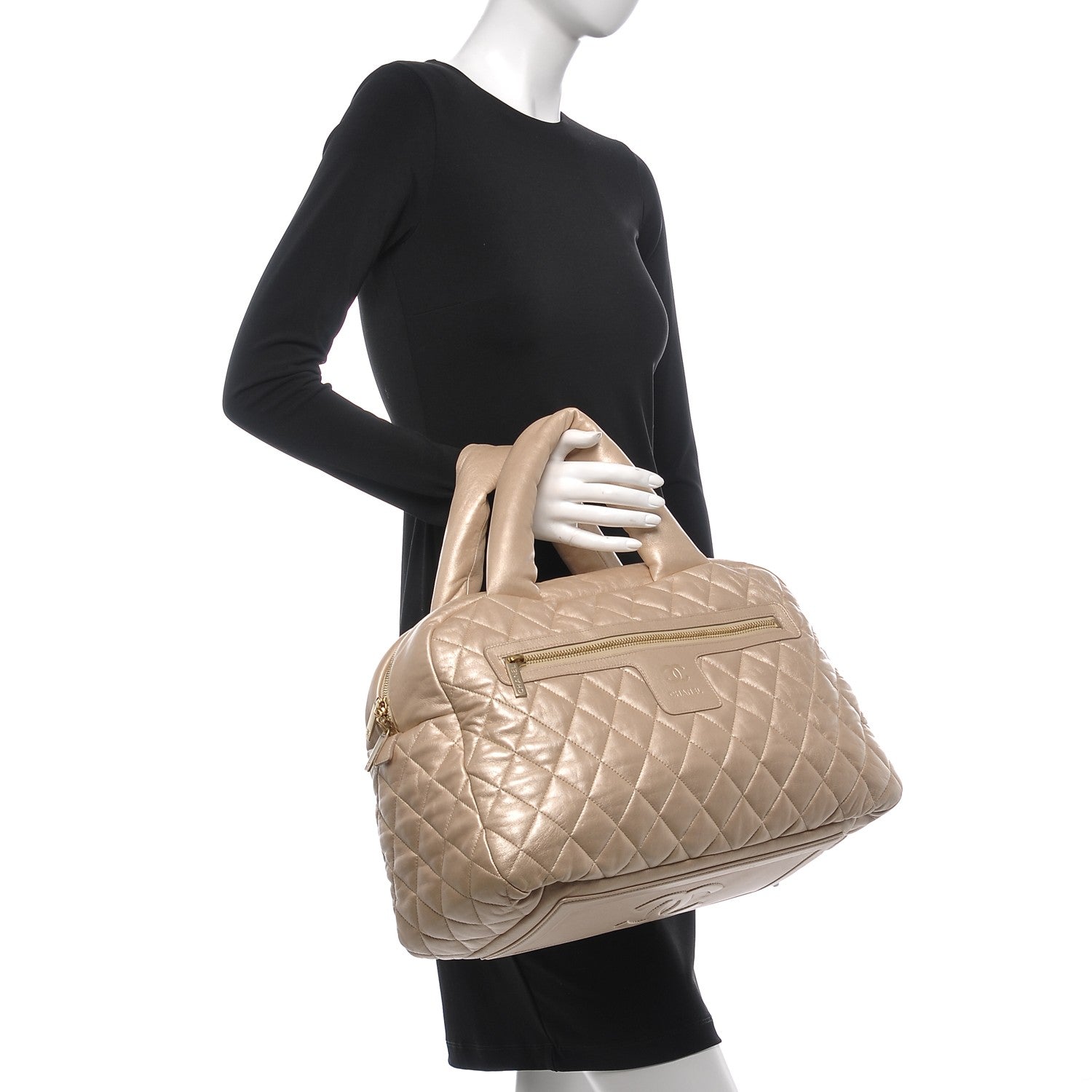 Chanel Lambskin COCO Cocoon Bowler Light Gold 2 of 7