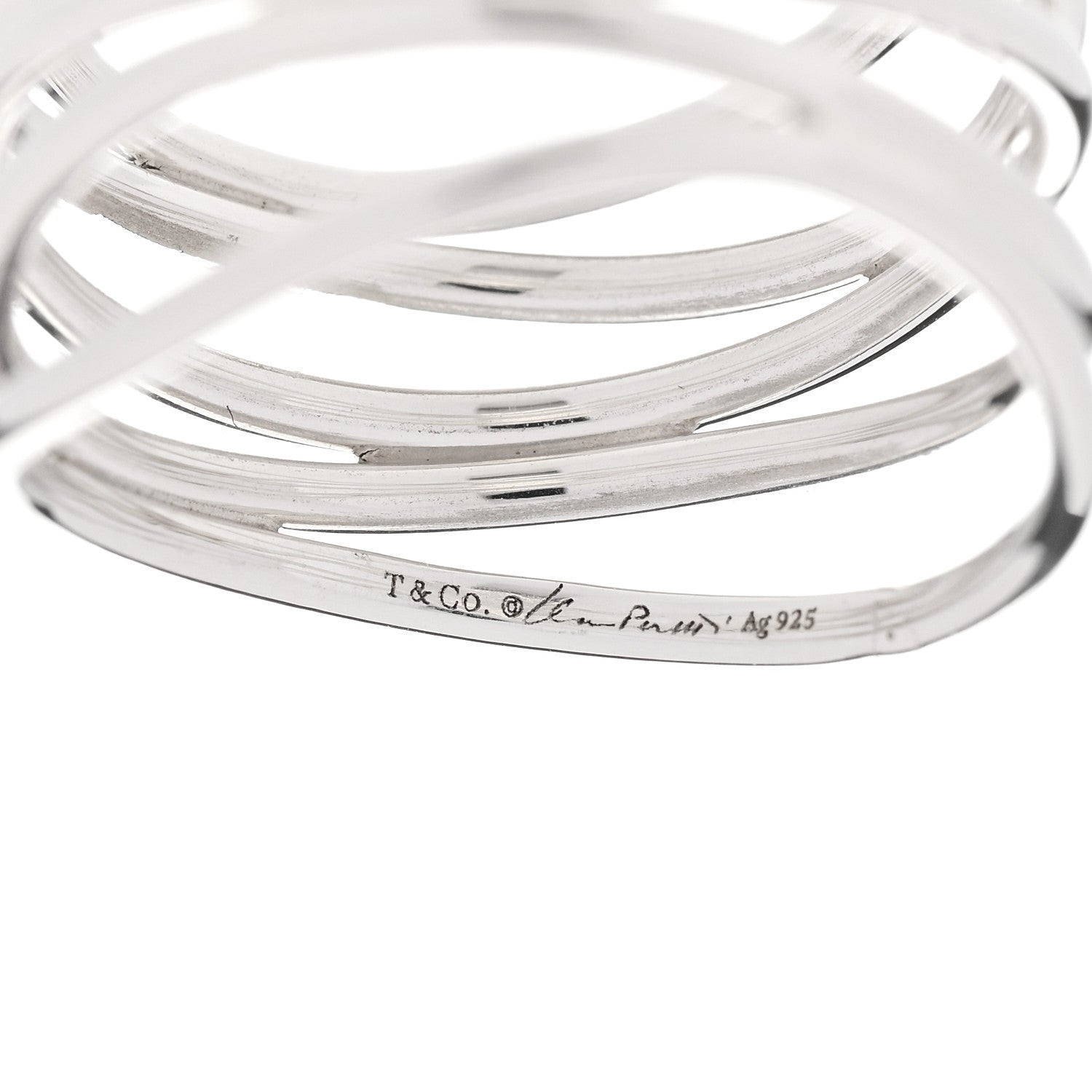 Tiffany Sterling Silver Elsa Peretti 5 Row Wave Ring 48 4.5 4 of 4