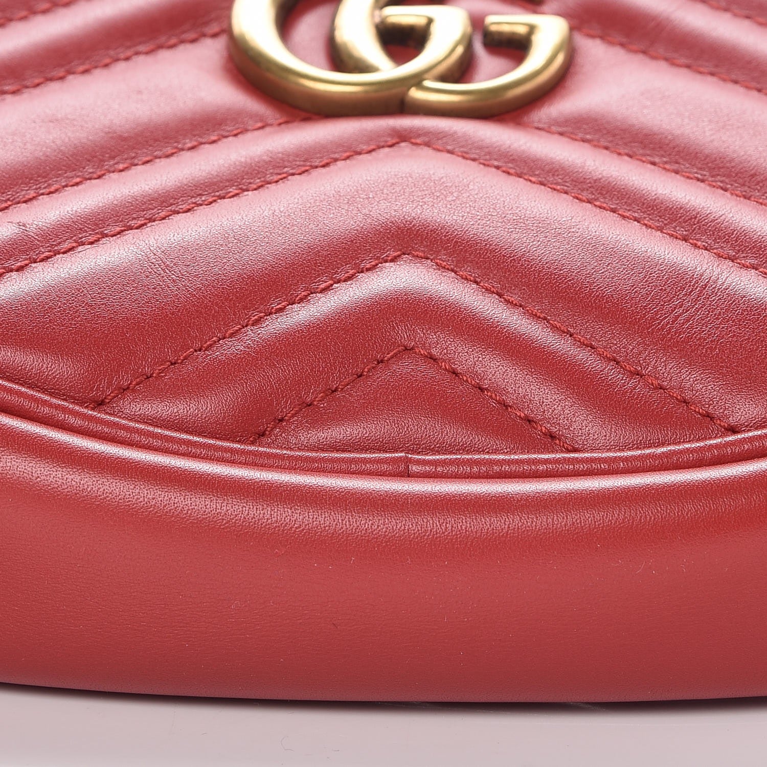 Gucci Calfskin Matelasse GG Marmont Belt Bag 85 34 Hibiscus Red 9 of 9