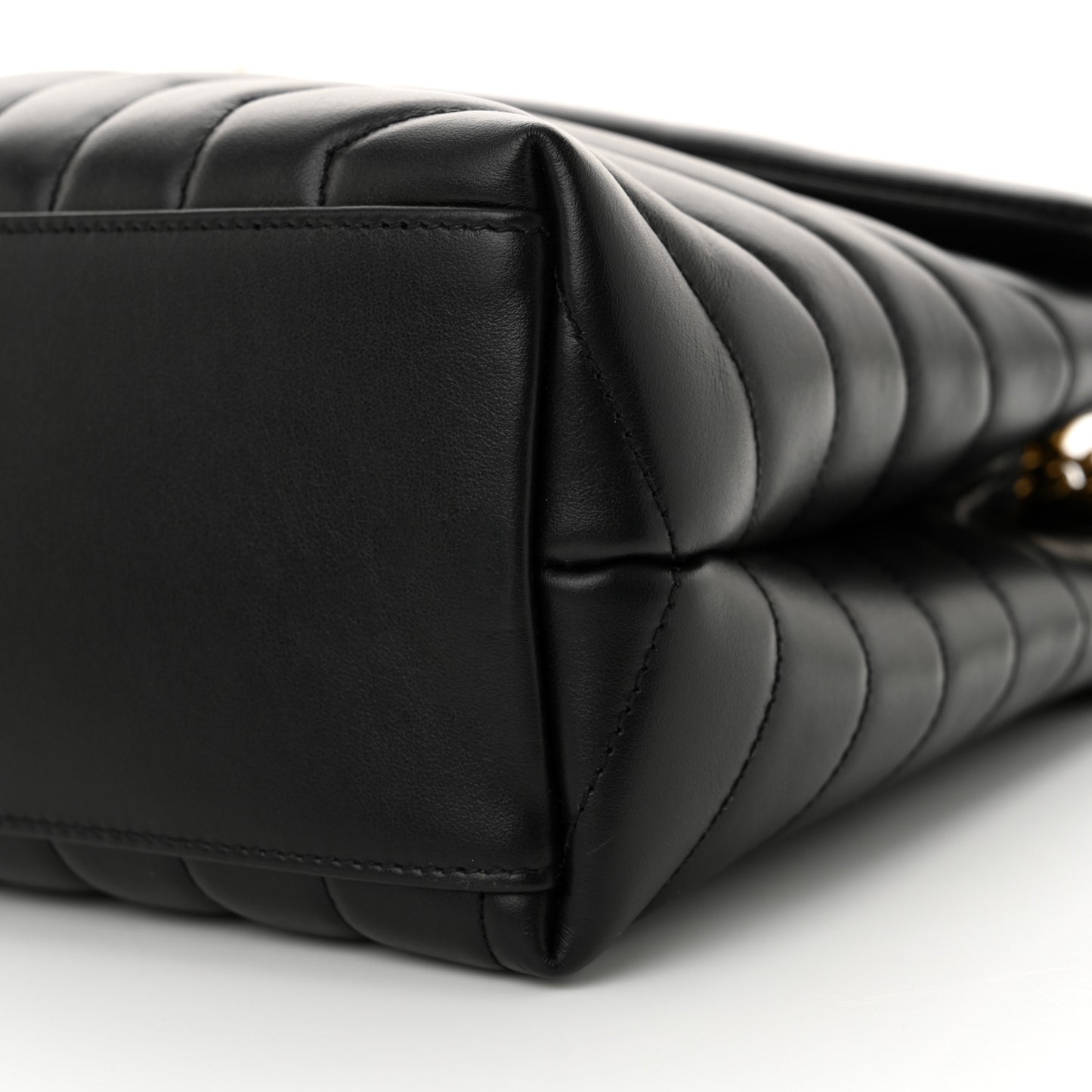 Calfskin Y Quilted Monogram Medium Loulou Chain Satchel Black