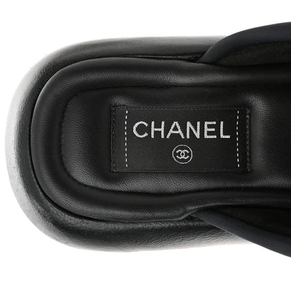 Chanel Fabric CC Mules Sandals 40 Black 7 of 9