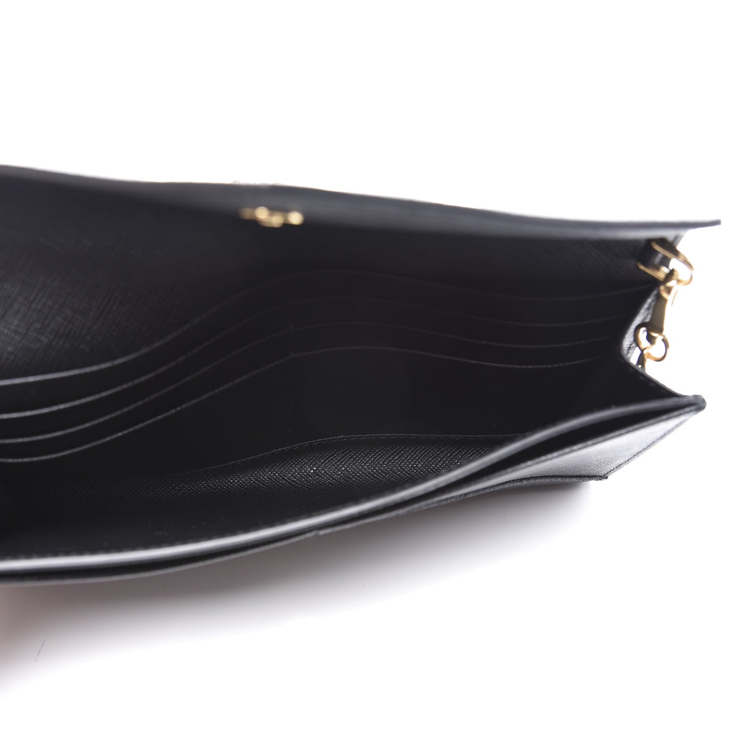 Prada Saffiano Envelope Wristlet Crossbody Wallet Black 4 of 8