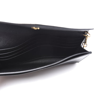 Prada Saffiano Envelope Wristlet Crossbody Wallet Black 4 of 8