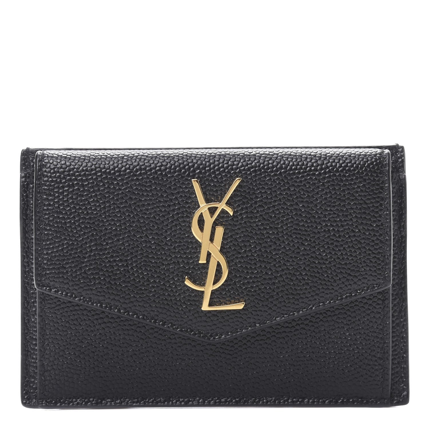 Saint Laurent Grain De Poudre Uptown Monogram Card Case Black 1 of 8