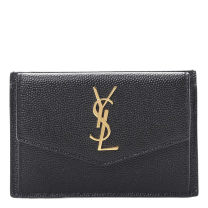 Saint Laurent Grain De Poudre Uptown Monogram Card Case Black 1 of 8
