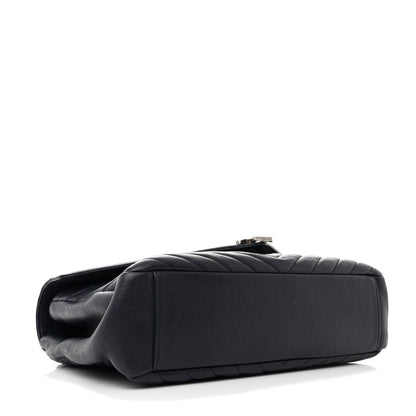Saint Laurent Sheepskin Matelasse Chevron Monogram Large College Satchel Deep Marine 4 of 12