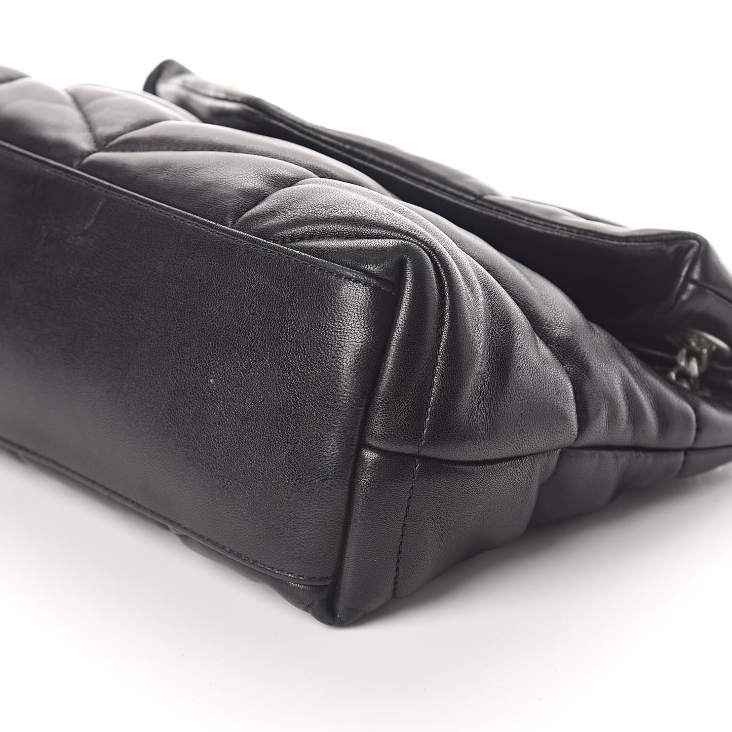 Lambskin Quilted Small Loulou Puffer Monogram Chain Satchel Black