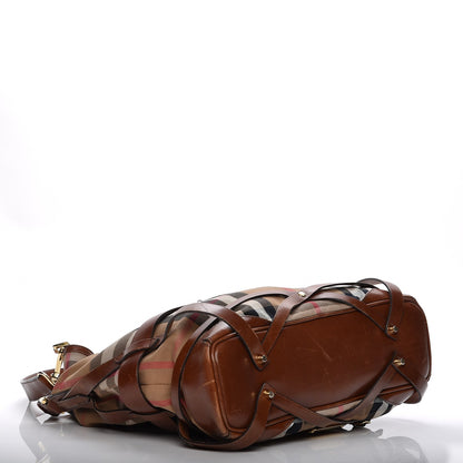 Burberry House Check Bridle Calfskin Medium Gosford Hobo Dark Tan 4 of 19