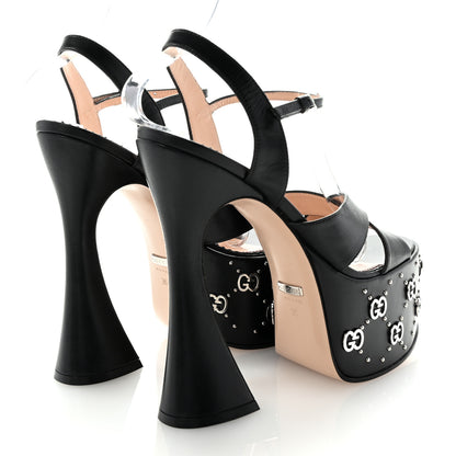 Gucci Malaga Kid Interlocking G Studs 155mm Platform Sandals 36 Perfect Black 5 of 8