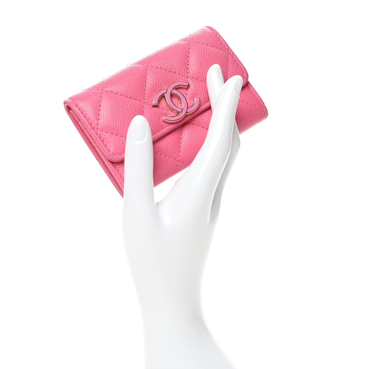 Chanel Caviar Quilted Flap Card Holder Pink 2 of 11