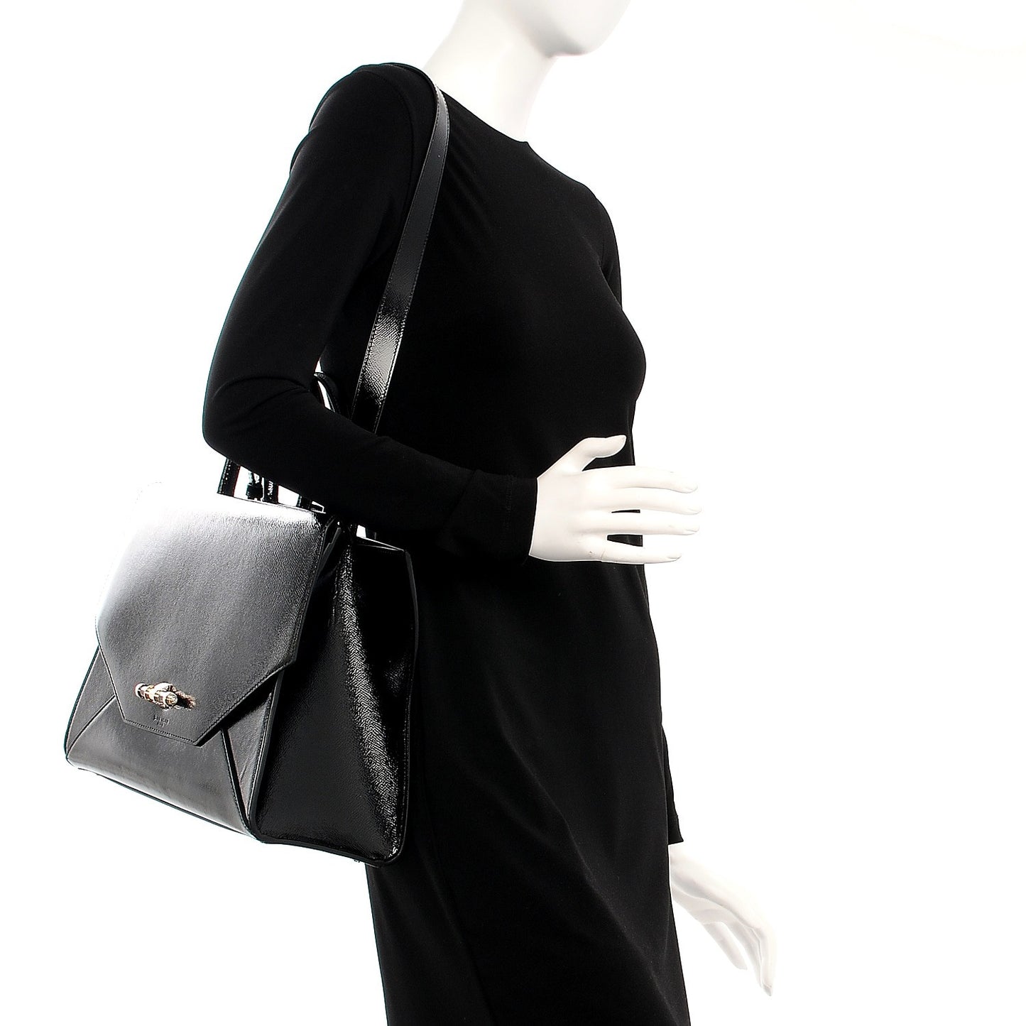 Patent Medium Obsedia Satchel Black