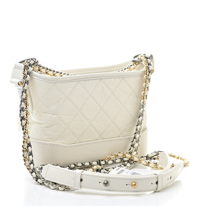 Chanel Aged Calfskin Quilted Small Gabrielle Hobo White 3 of 11