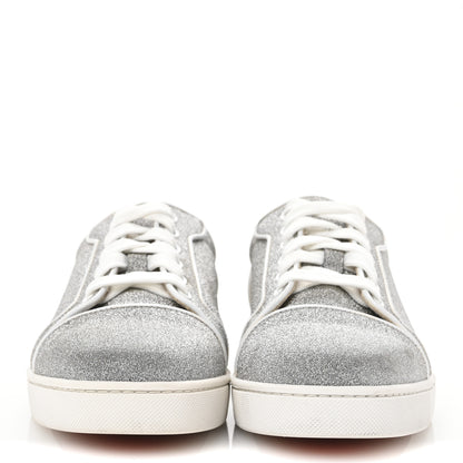 Christian Louboutin Glitter Calfskin Vieira Flat Sneakers 40.5 Silver 3 of 12