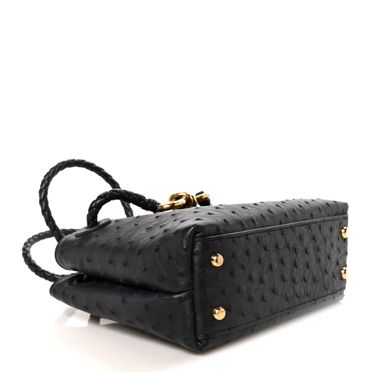 Ostrich Mini Andiamo Shoulder Bag Dark Blue