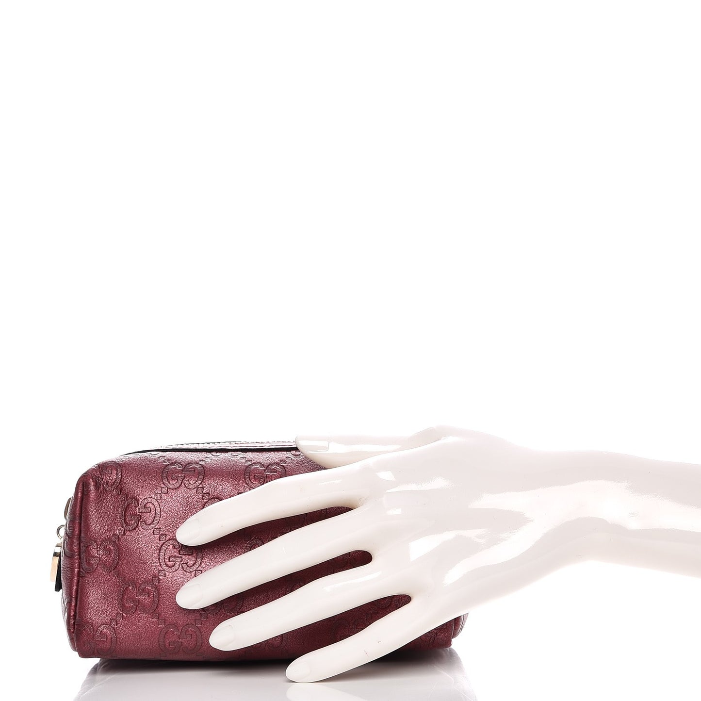 Metallic Guccissima Small Cosmetic Case Red