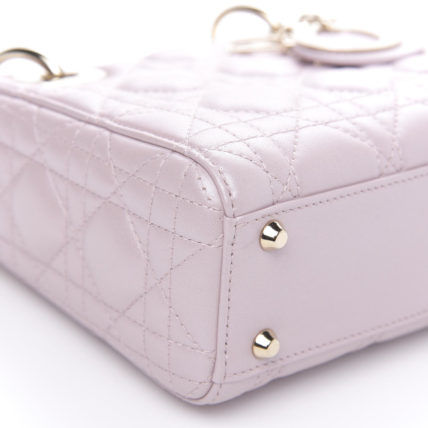 Metallic Lambskin Cannage Mini Lady Dior Lotus