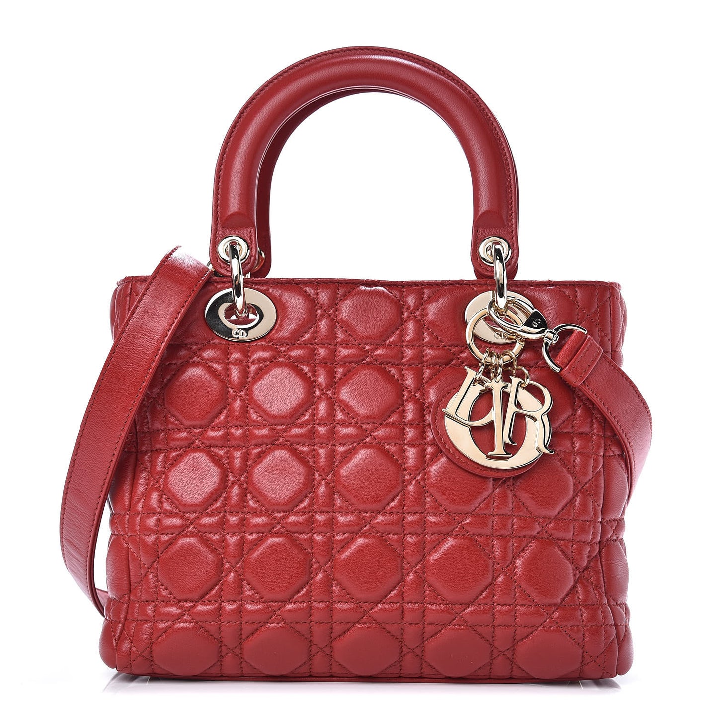 Lambskin Cannage Medium Lady Dior Red