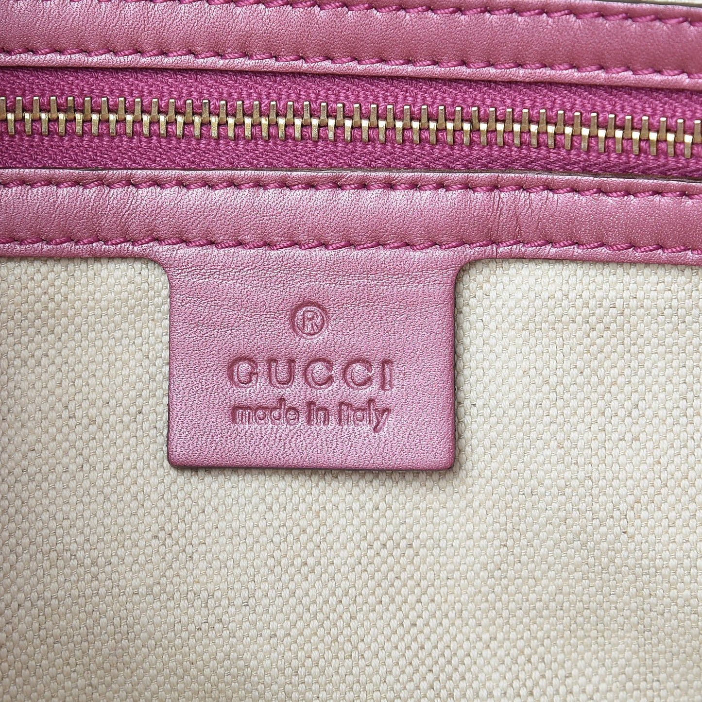 Metallic Soft Guccissima Large Heart Bit Charm Top Handle Tote Fresia Rose