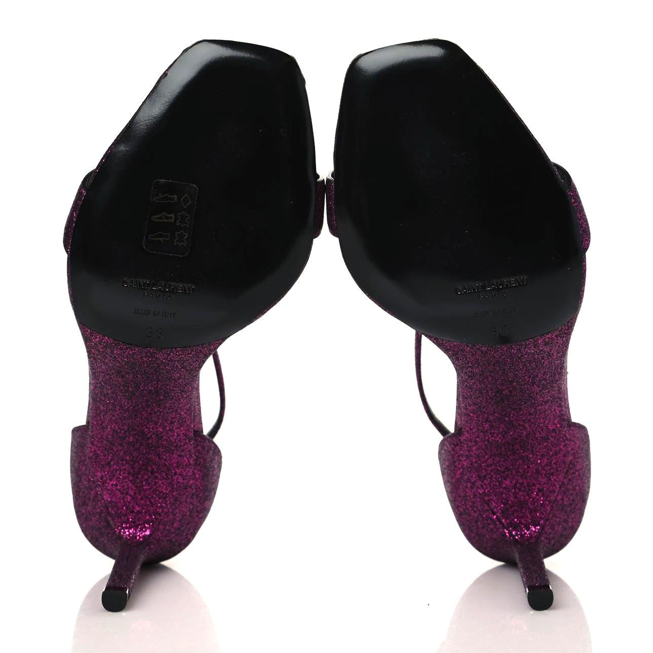 Saint Laurent Glitter Amber 85 Ankle Strap Sandals 38 Fuchsia 6 of 9