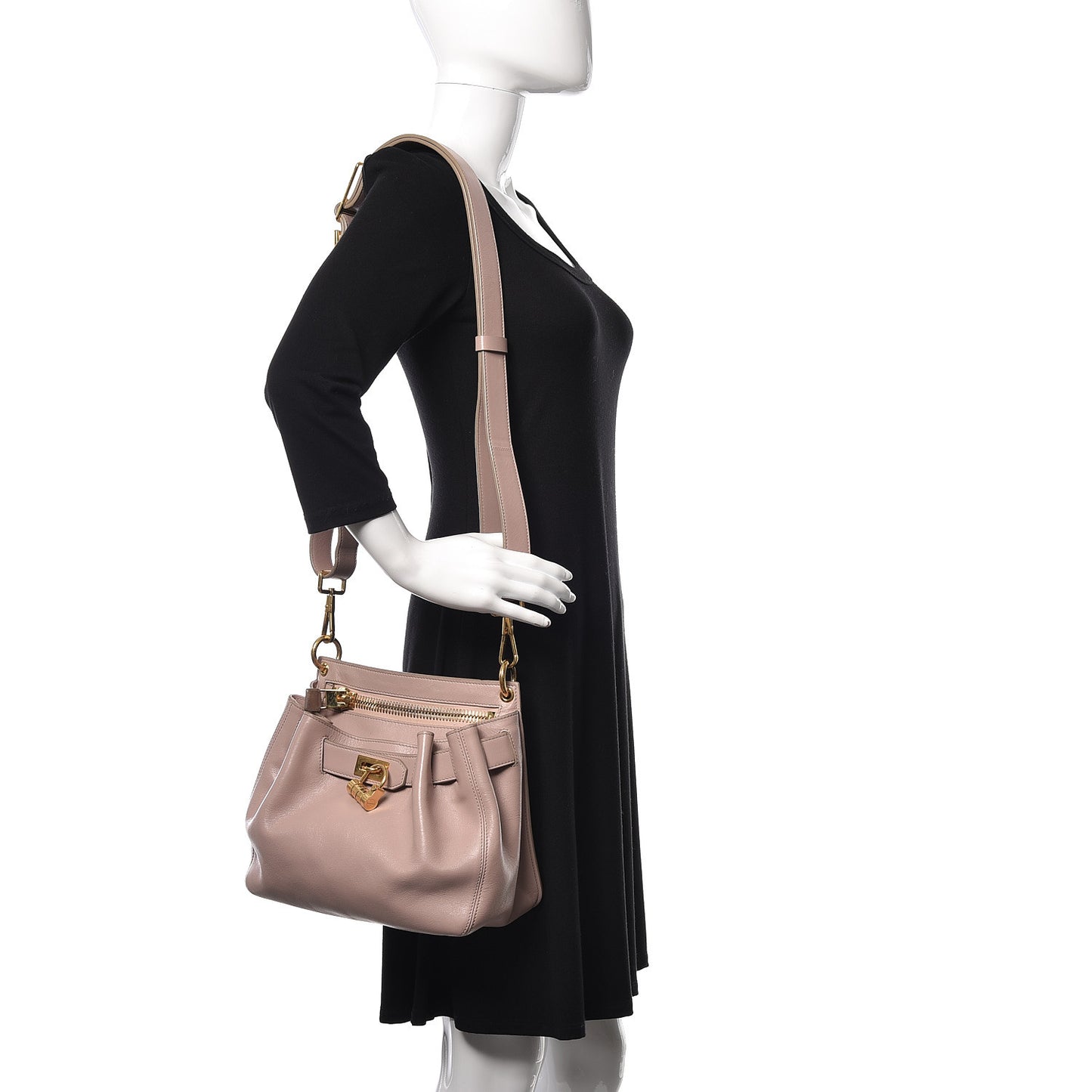 Calfskin Small Lock Front Crossbody Blush Nude