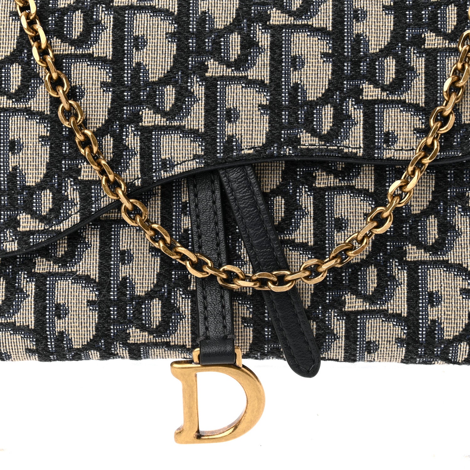 Christian Dior Oblique Saddle Chain Long Wallet Blue 8 of 10