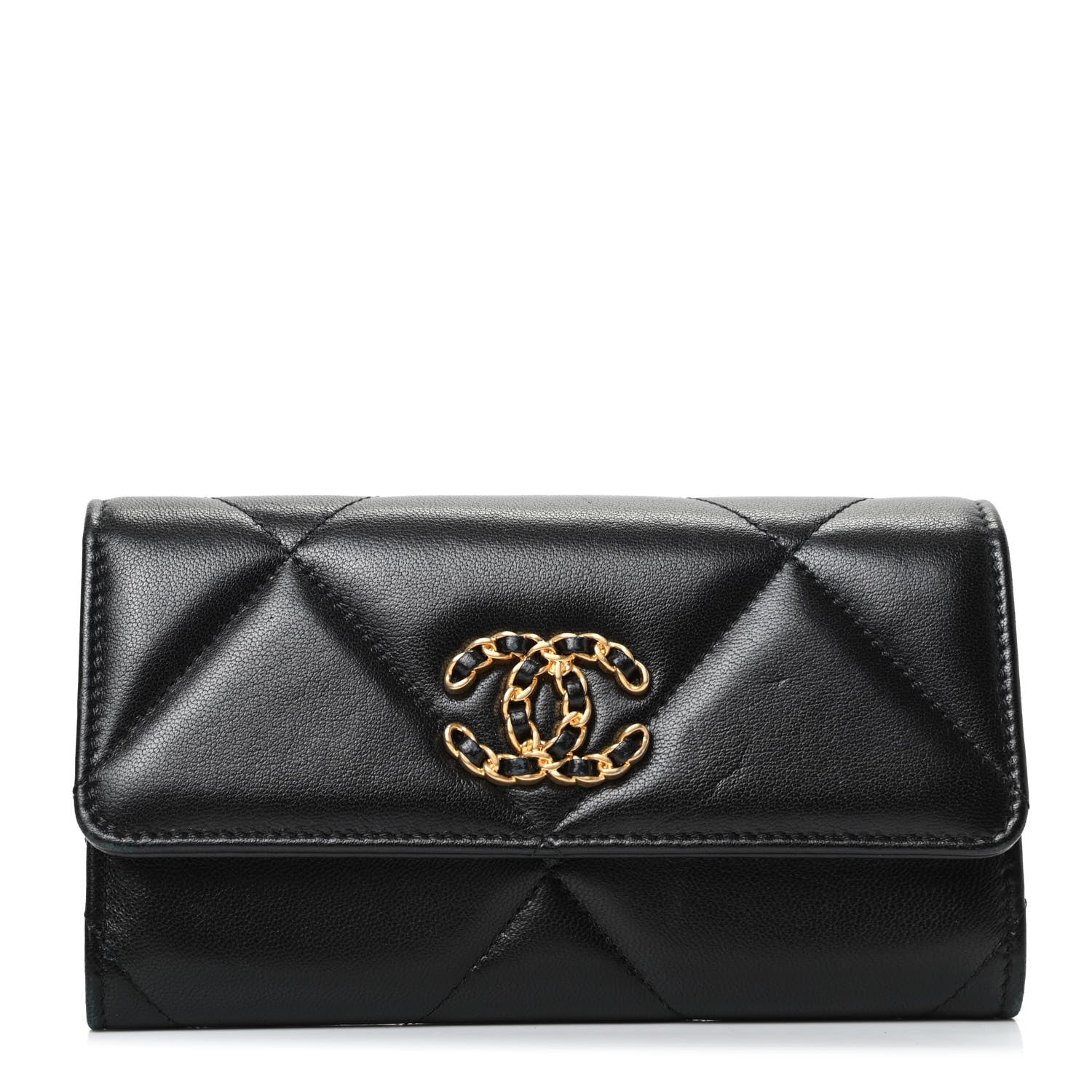 Chanel Lambskin Quilted Chanel 19 Flap Wallet Black 1 of 8