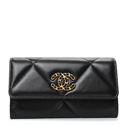 Chanel Lambskin Quilted Chanel 19 Flap Wallet Black 1 of 8