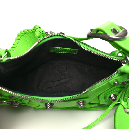Balenciaga Extra Supple Calfskin Crocodile Embossed XS Le Cagole Shoulder Bag Balenciaga Acid Green 6 of 11