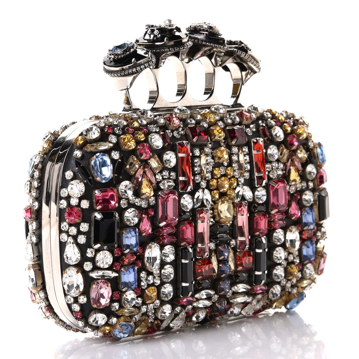 Crystal Jeweled Knuckle Duster Box Clutch Multicolor