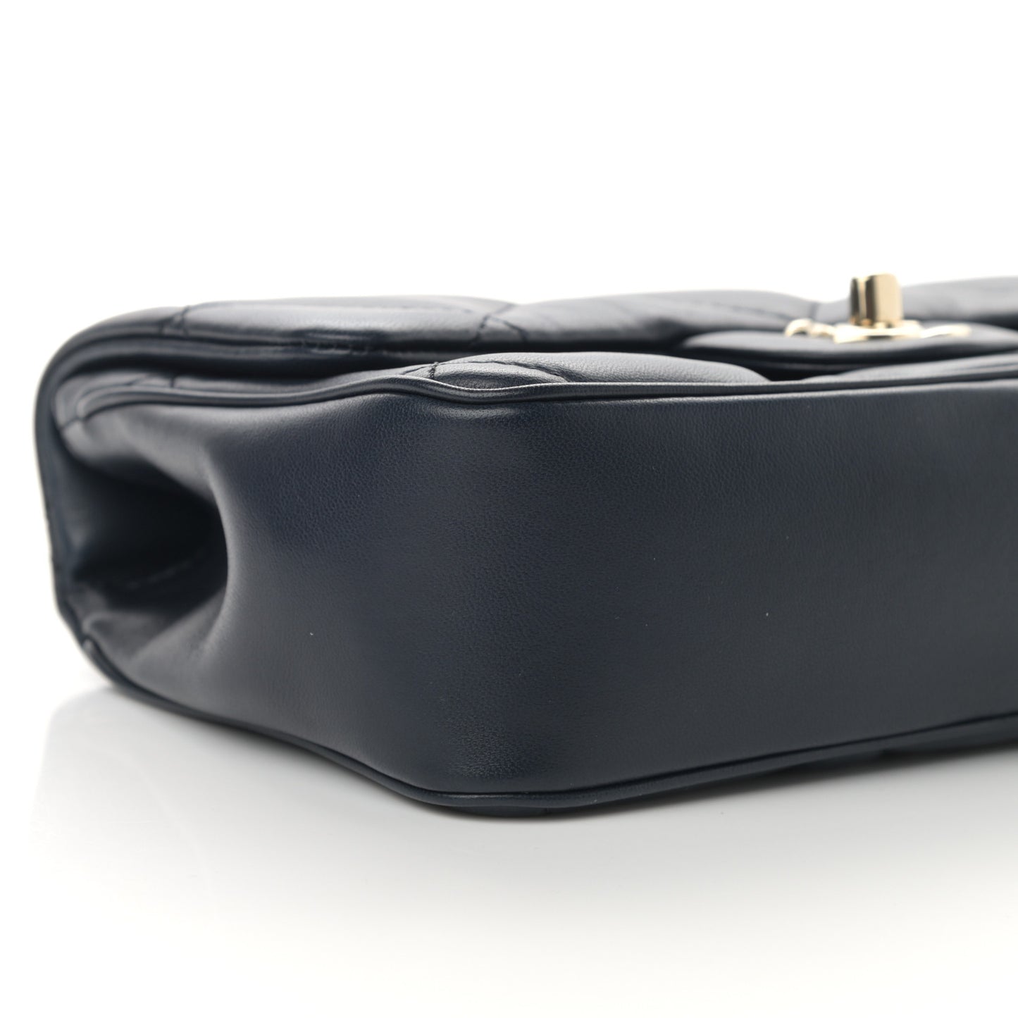 Lambskin Quilted Small Easy Carry Flap Navy
