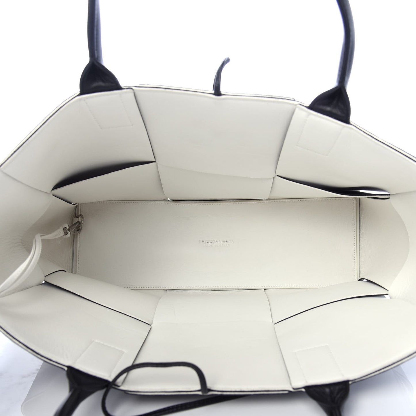 Nappa Maxi Intrecciato Arco Tote Black White