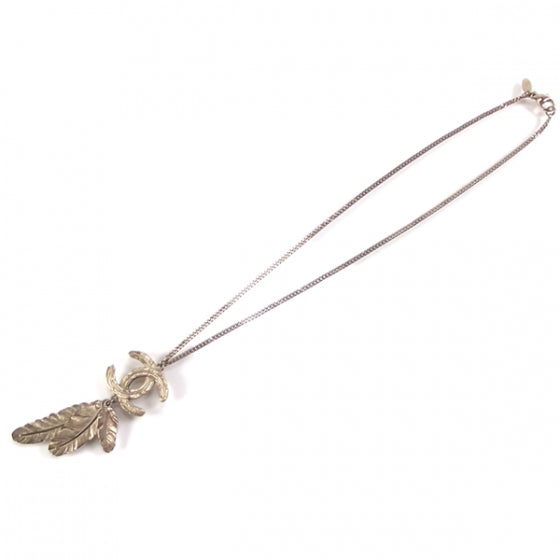 Chanel Gold Feathers CC Logo Necklace 1 of 5