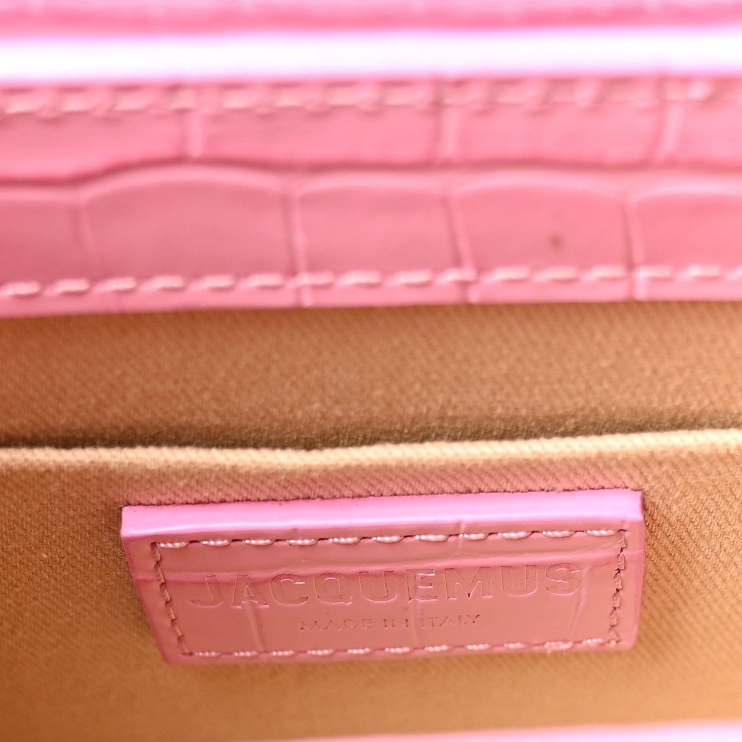 Jacquemus Calfskin Crocodile Embossed Le Chiquito Moyen Pink 5 of 8