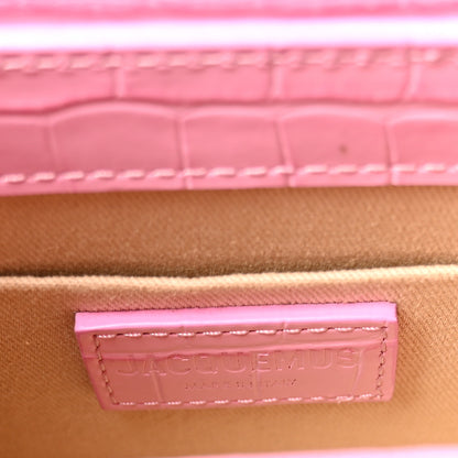 Jacquemus Calfskin Crocodile Embossed Le Chiquito Moyen Pink 5 of 8