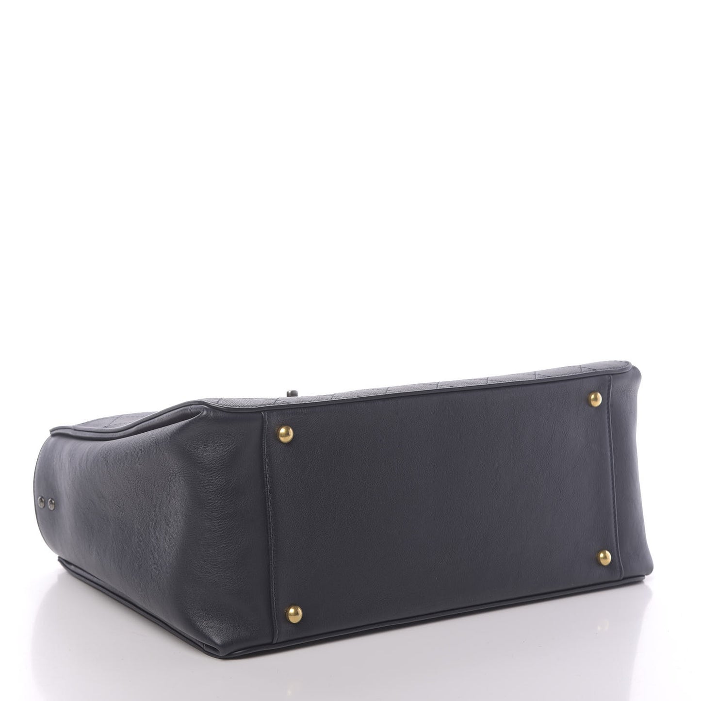 Calfskin Stitched Large Straight Lines Shopping Tote Navy