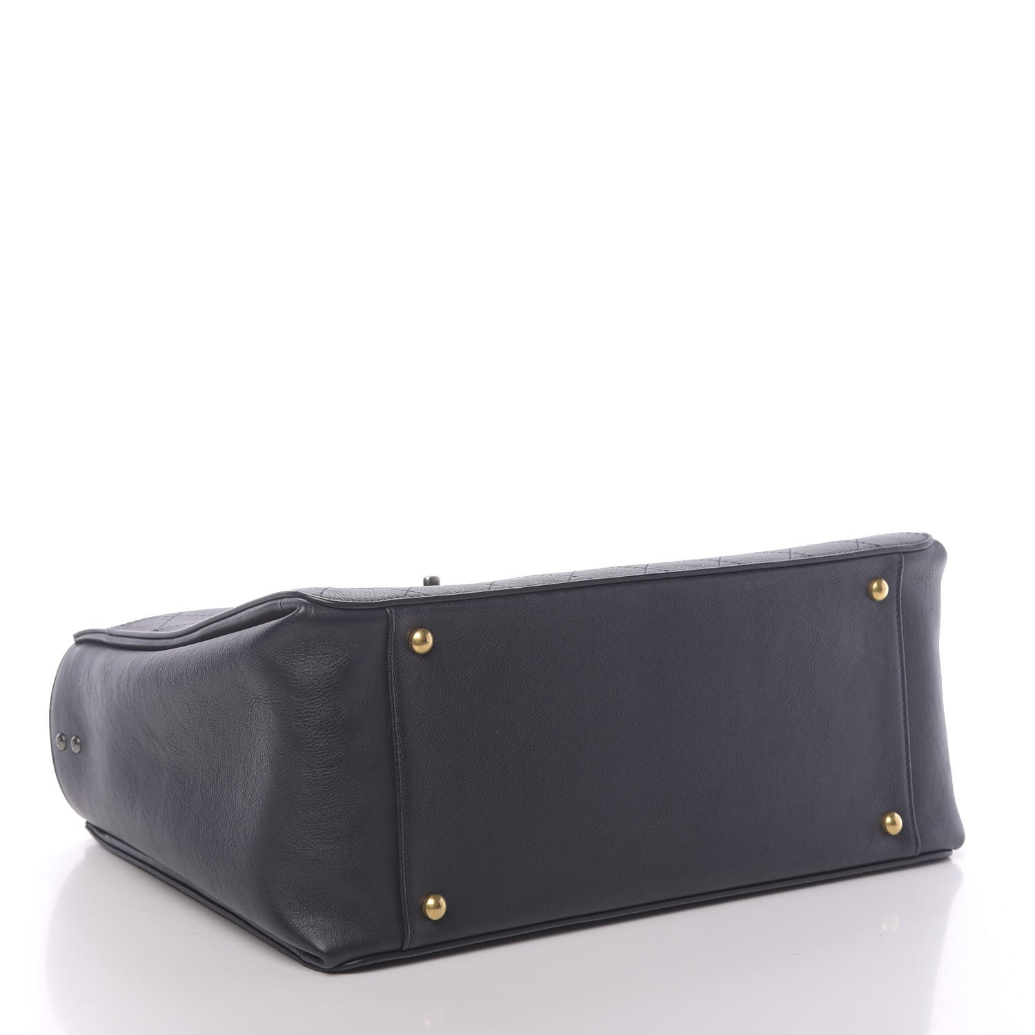 Chanel Calfskin Stitched Large Straight Lines Shopping Tote Navy 5 of 11