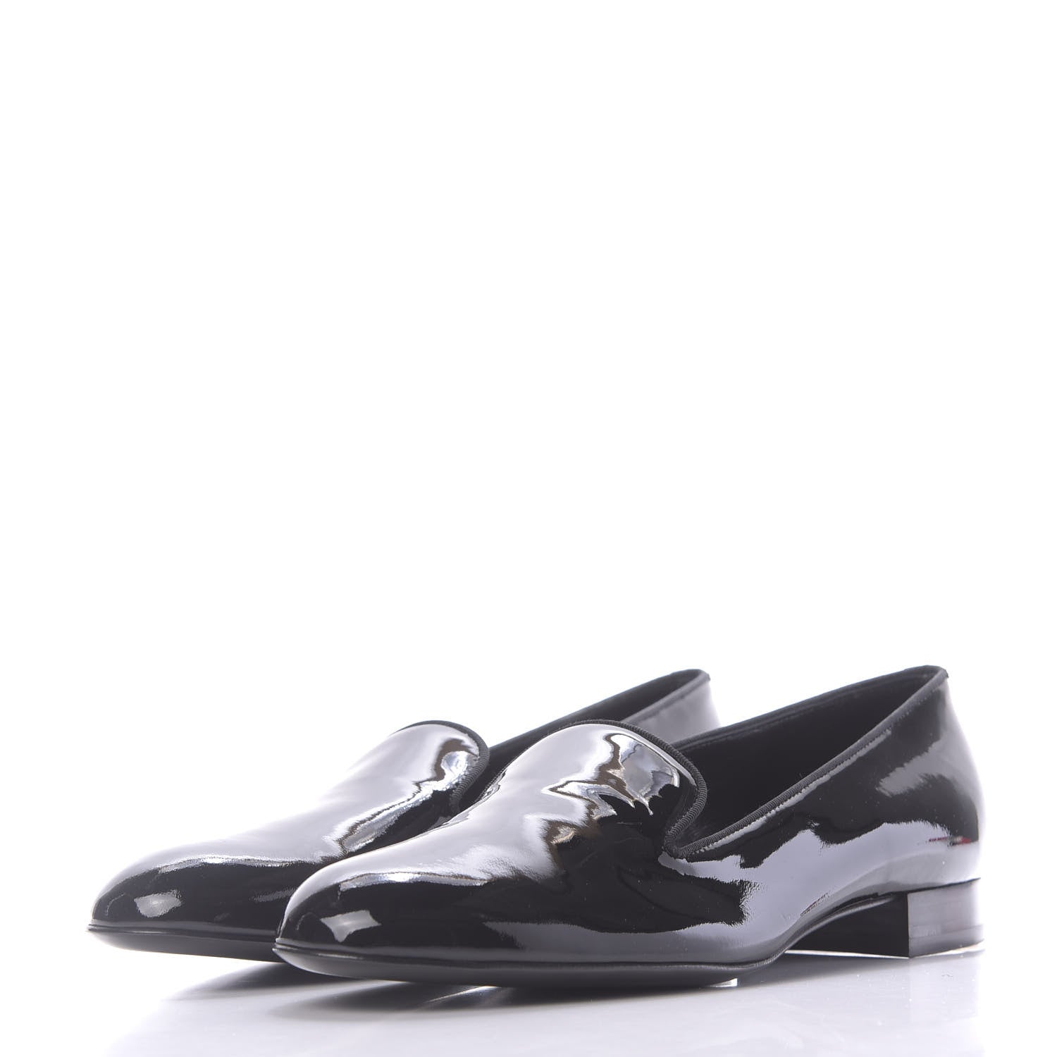 Saint Laurent Patent Calfskin Smoking Slipper Flat Loafers 37 Black 3 of 11