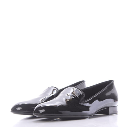 Saint Laurent Patent Calfskin Smoking Slipper Flat Loafers 37 Black 3 of 11