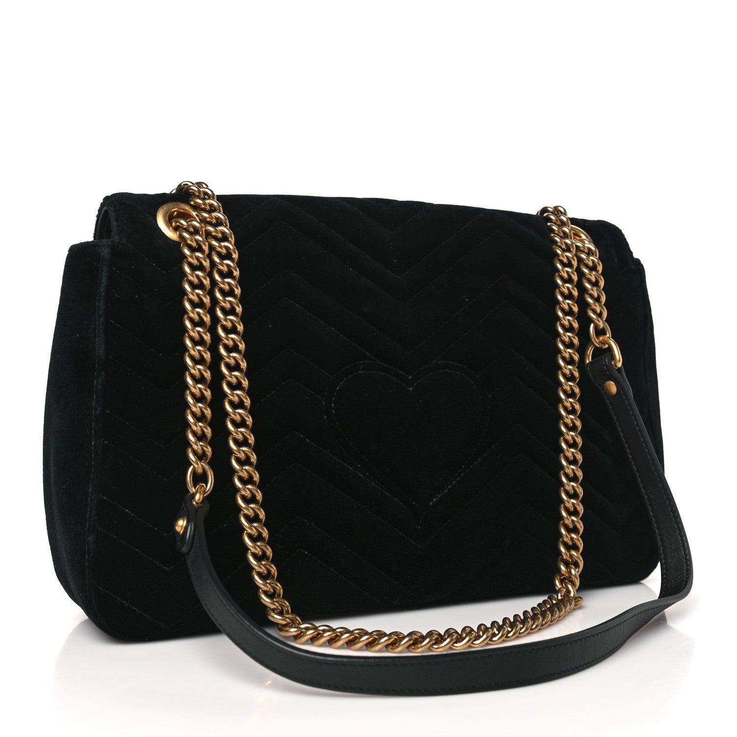 Gucci Velvet Matelasse Loved Embroidered Medium GG Marmont Shoulder Bag Black 3 of 10