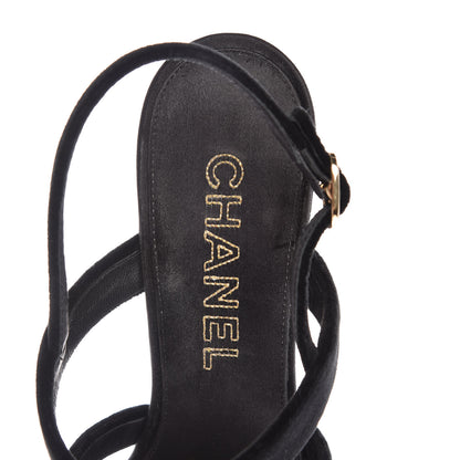 Chanel Velvet CC Sandals 41 Black 9 of 20